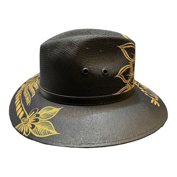 HAT MEXICAN Artisanal Hand Painted Fedora Floral Sombrero Panama Bohemian Black main image 9